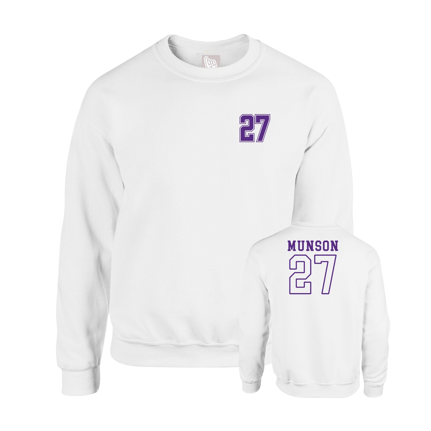 Fleece Crew — Chest Back in White