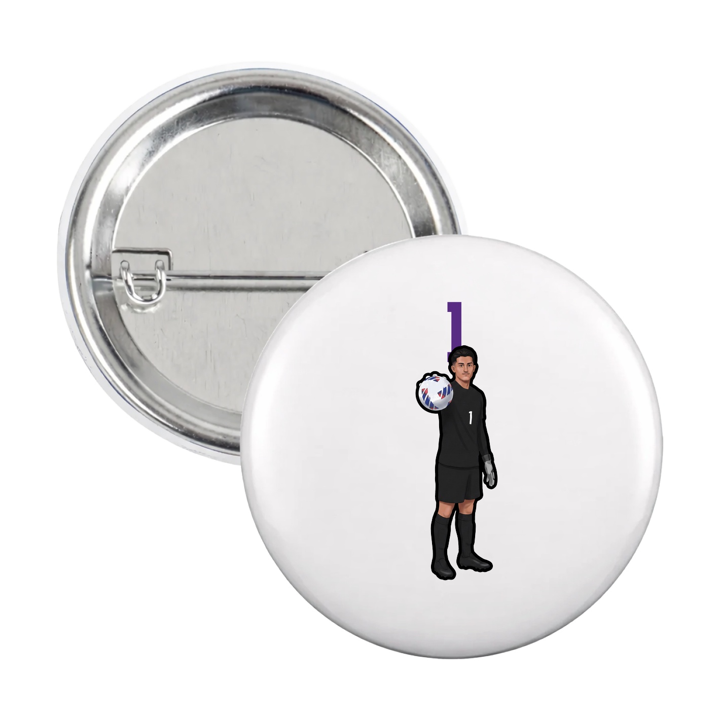 Game Day Button — Number Top in White