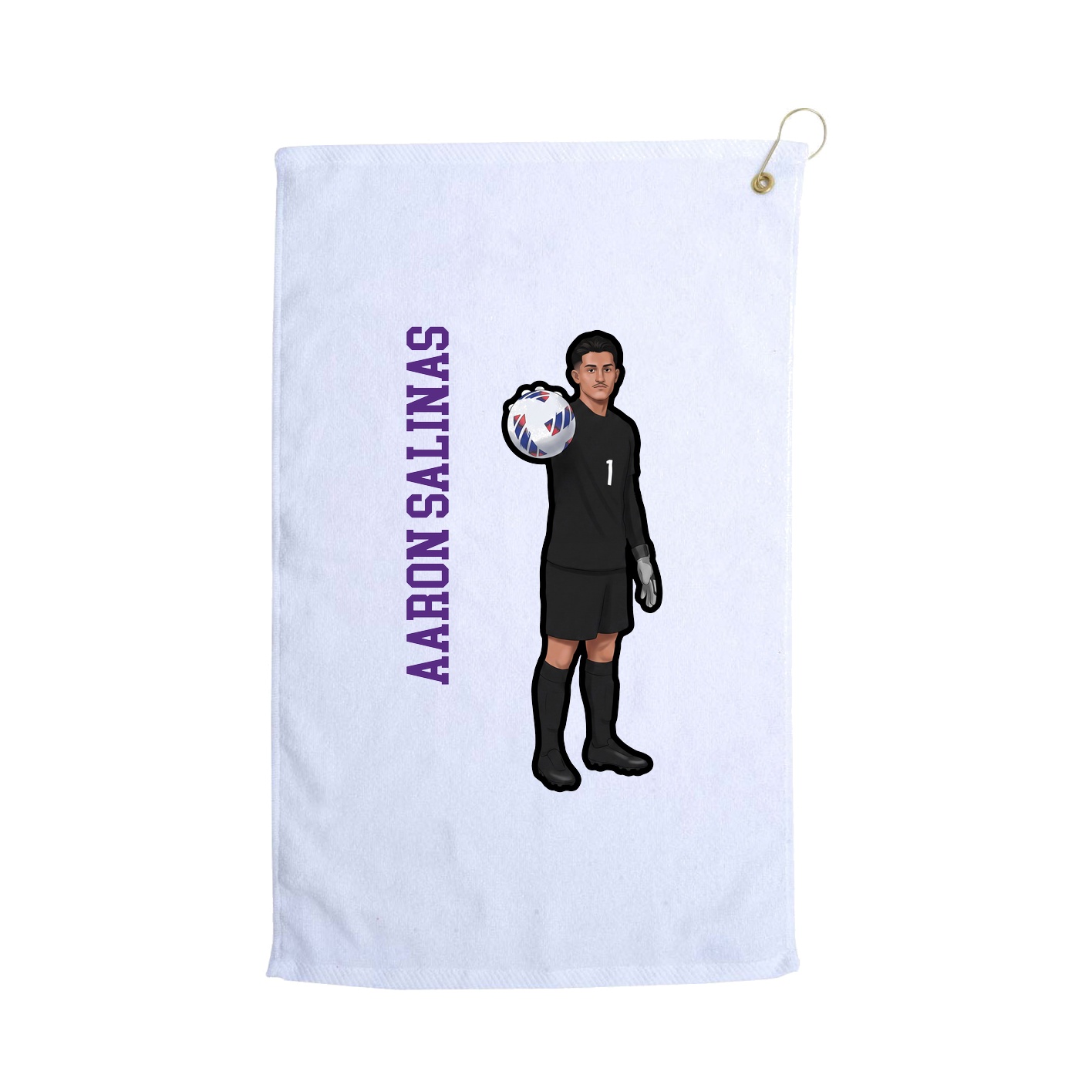 Golf Towel — Name Vertical in White