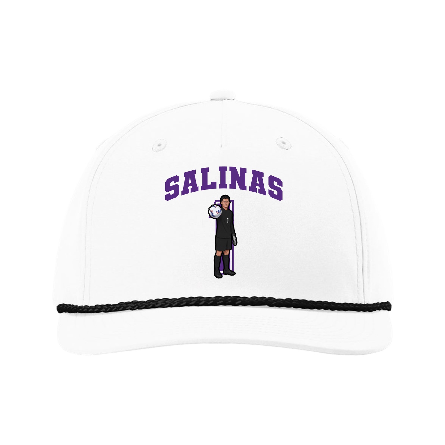 Five-Panel Classic Rope Cap — Number in White