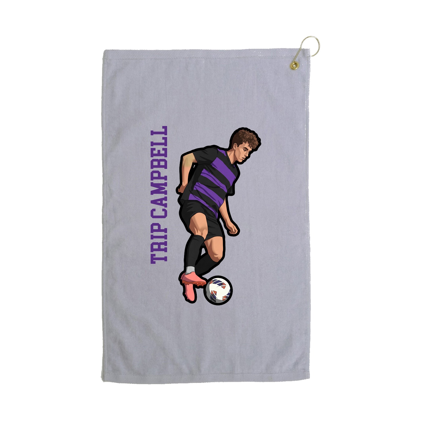 Golf Towel — Name Vertical in Grey
