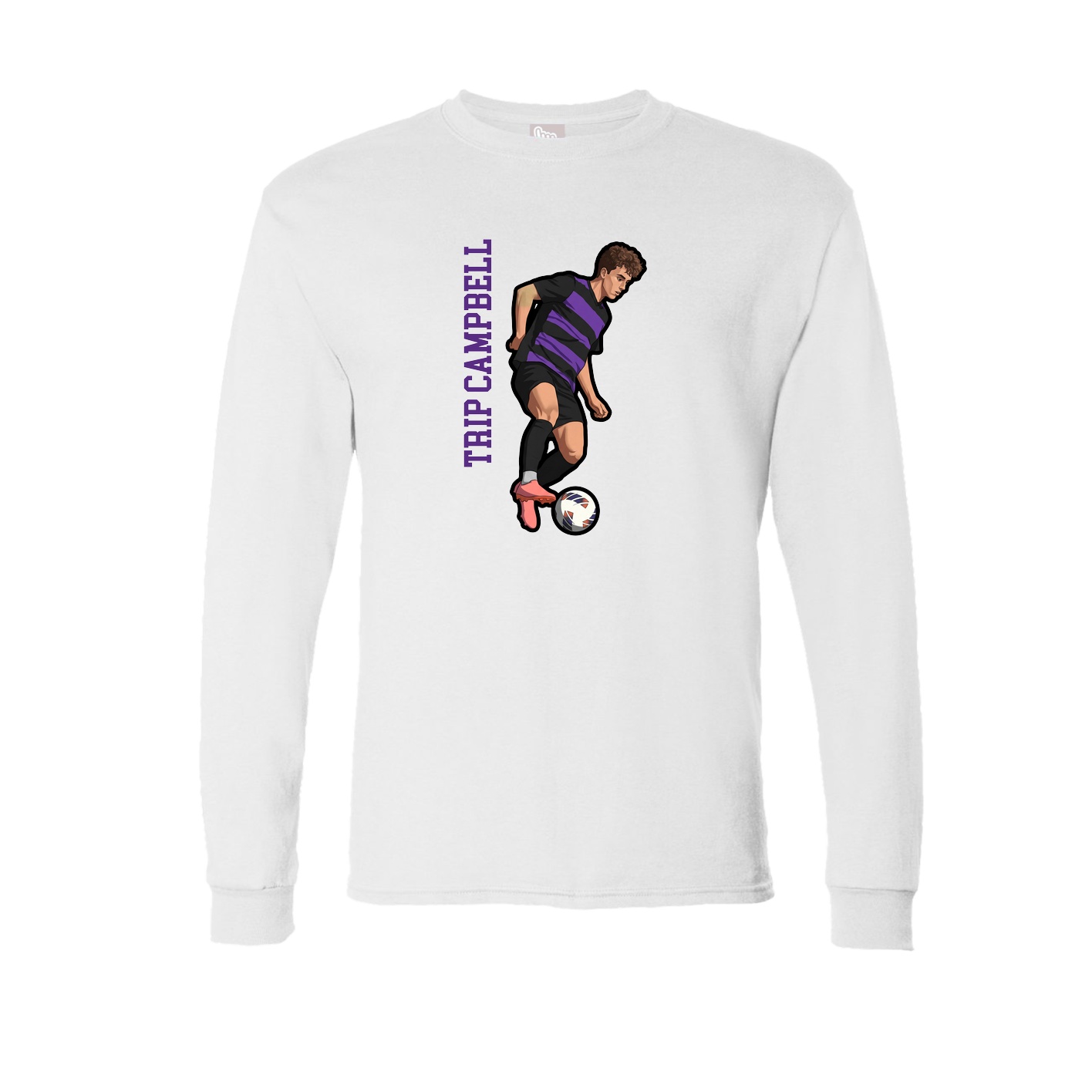 Long Sleeve Tee — Name Vertical in White