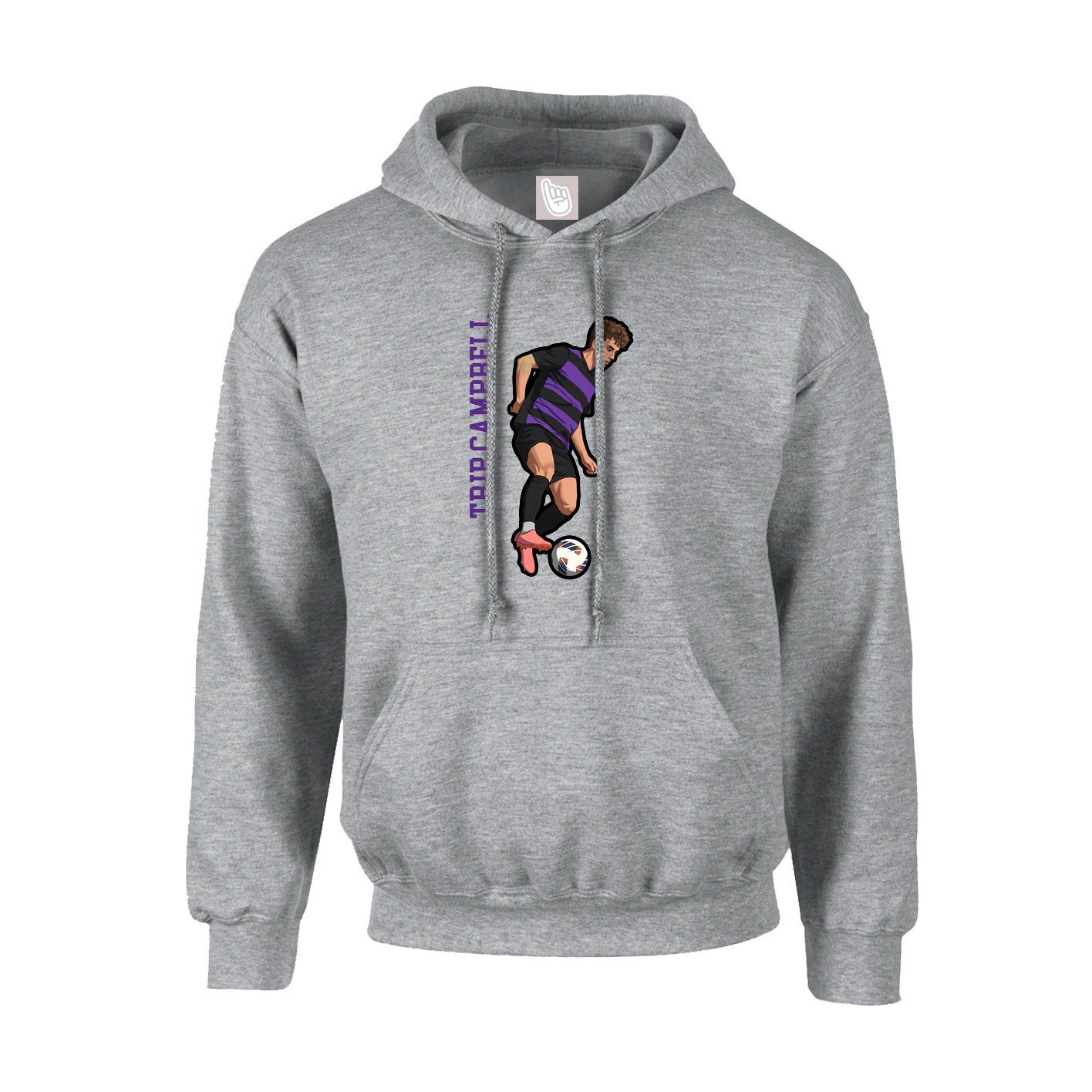 Youth Hoodie — Name Vertical in Grey