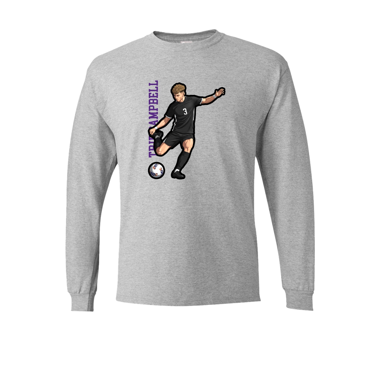 Long Sleeve Tee — Name Vertical in Grey