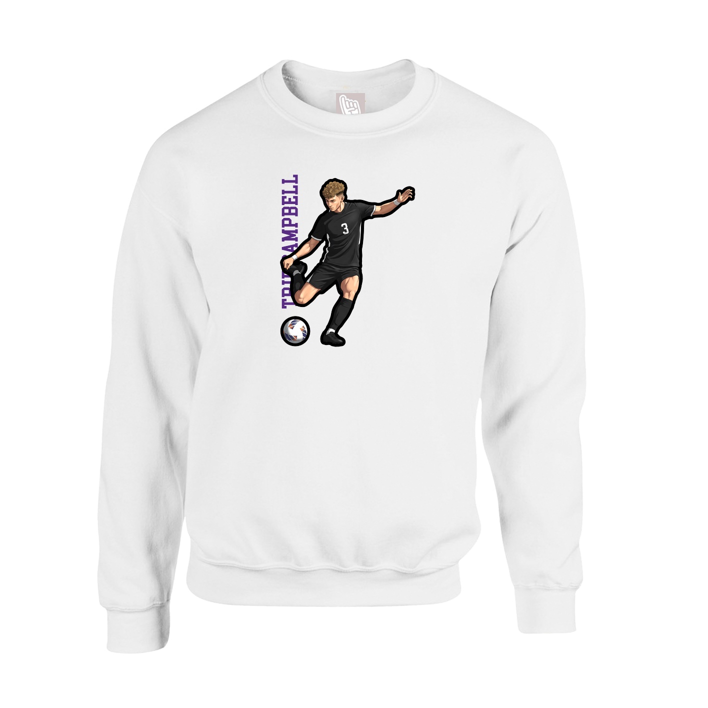 Fleece Crew — Name Vertical in White