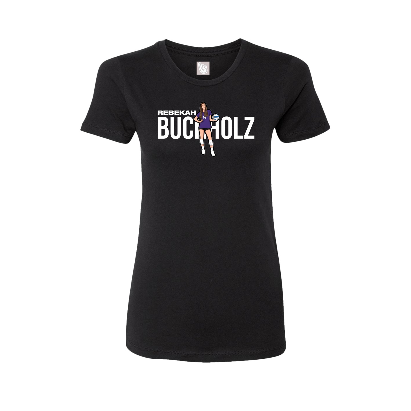 Fitted Women's Tee — Player Name in Black