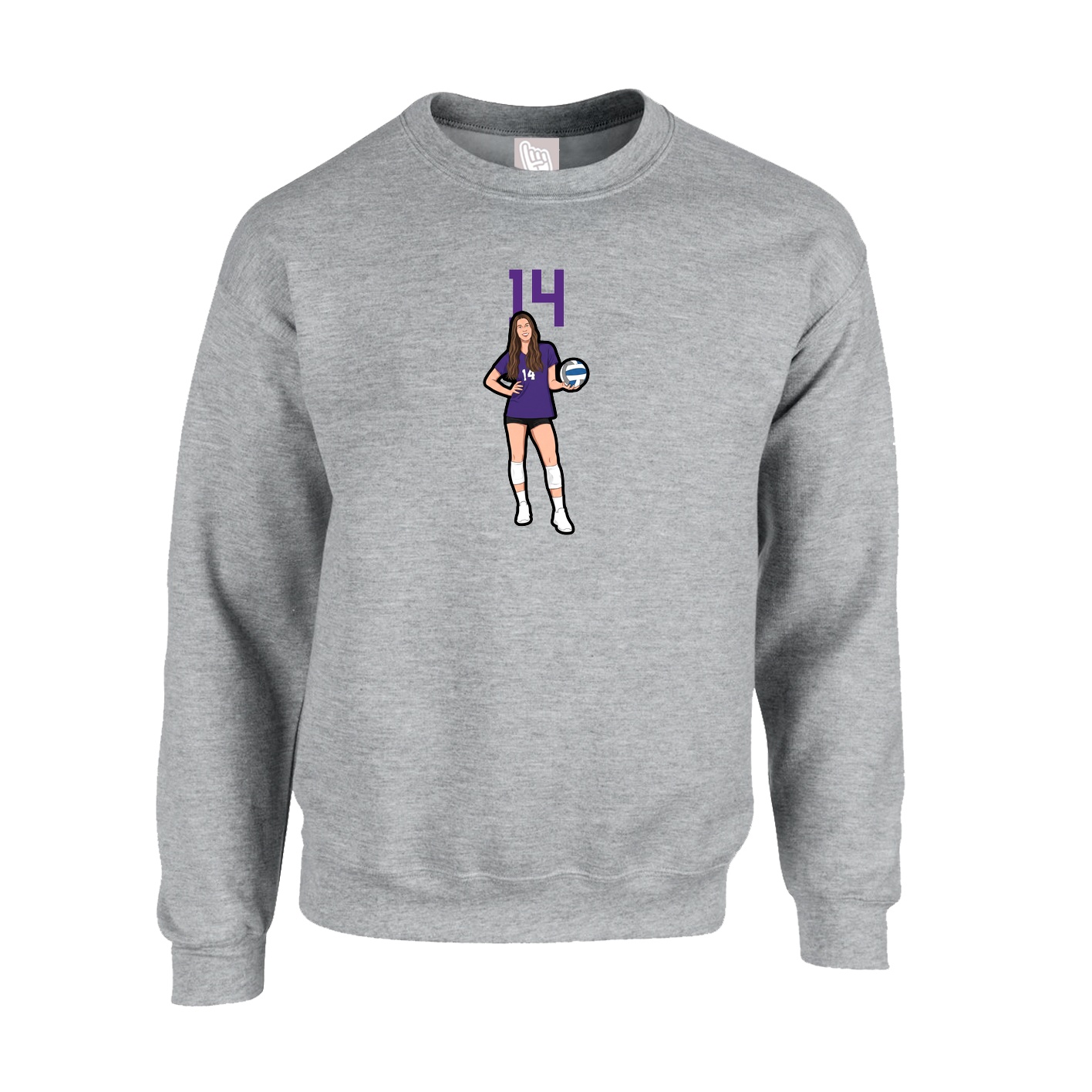 Fleece Crew — Number Top in Grey
