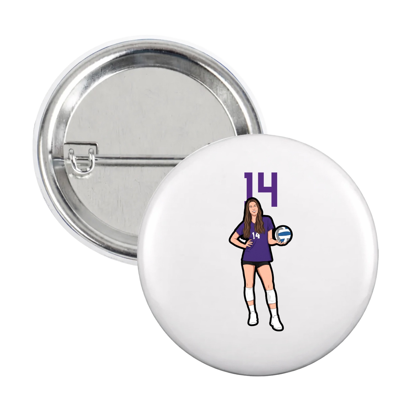 Game Day Button — Number Top in White