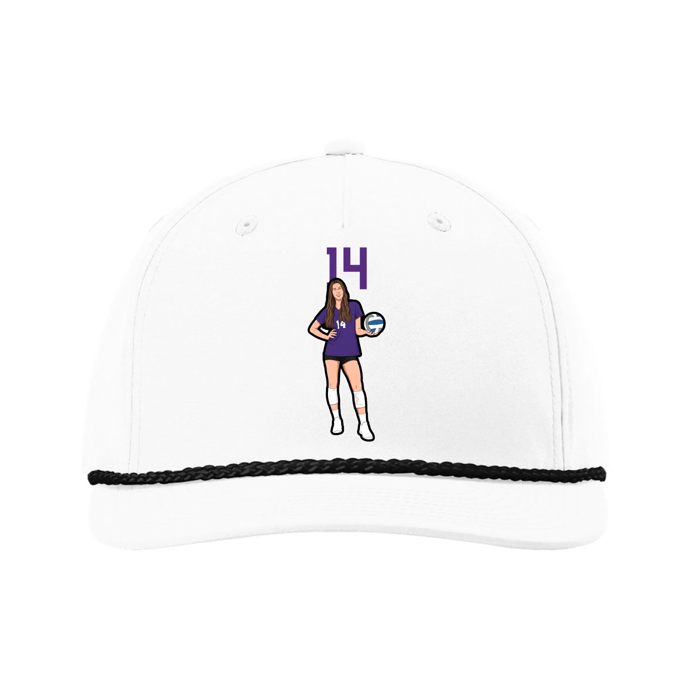 Five-Panel Classic Rope Cap — Number Top in White