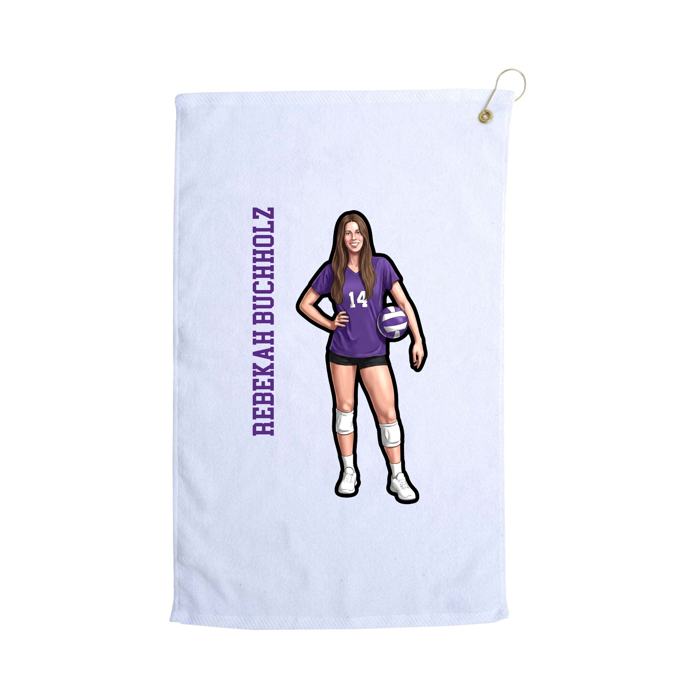 Golf Towel — Name Vertical in White