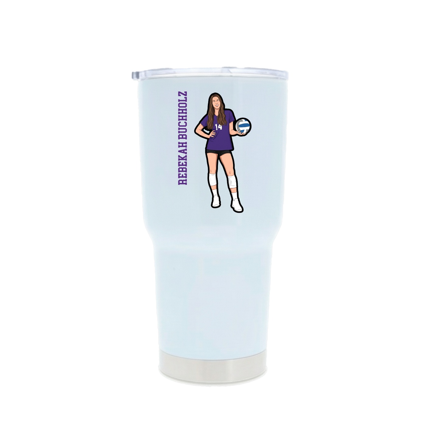 30oz Stainless Steel Tumbler — Name Vertical in White