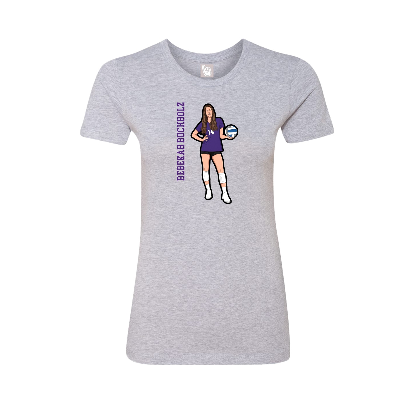 Fitted Women's Tee — Name Vertical in Grey