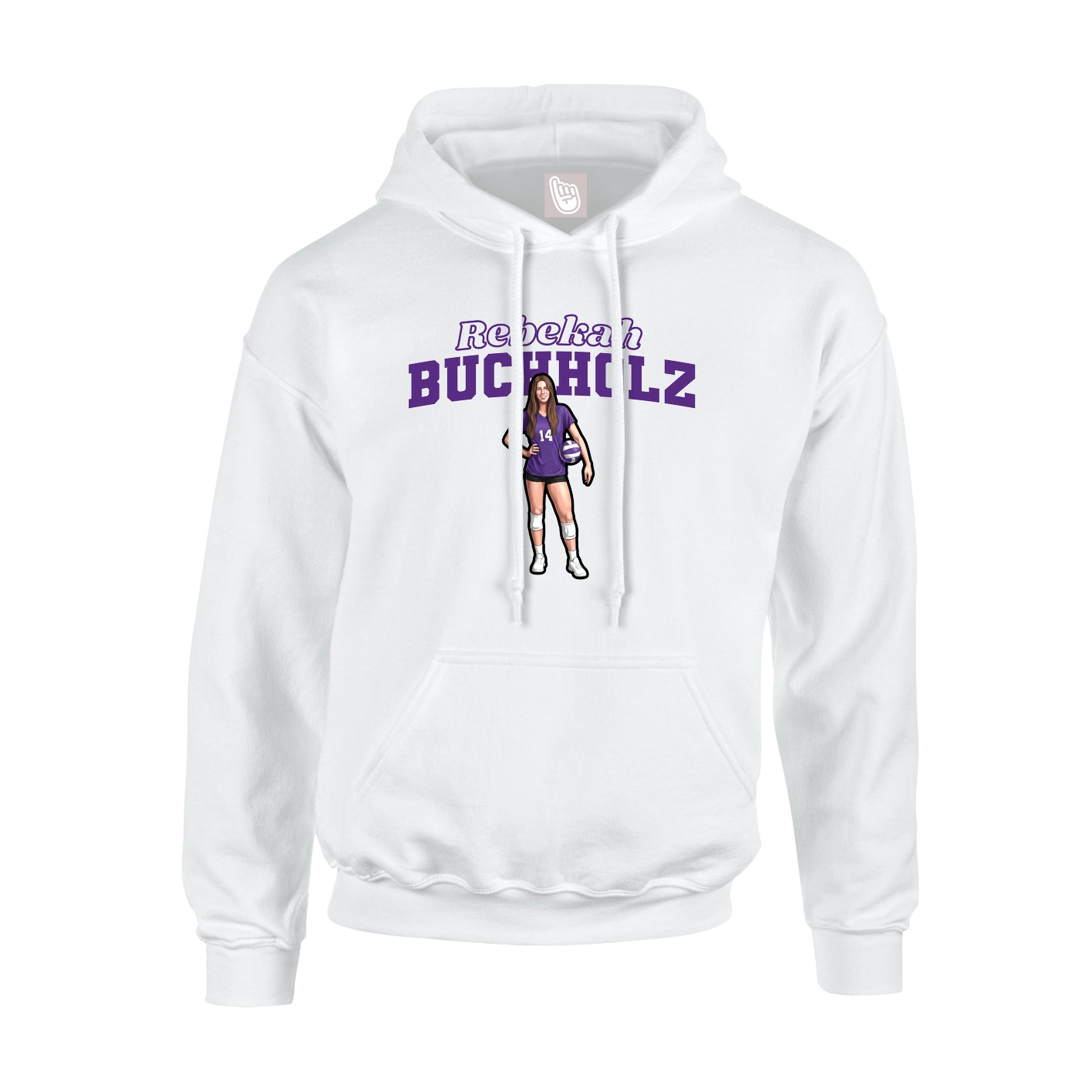Youth Hoodie — Name Arch in White