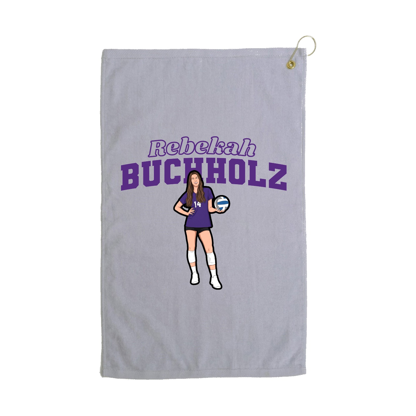 Golf Towel — Name Arch in Grey