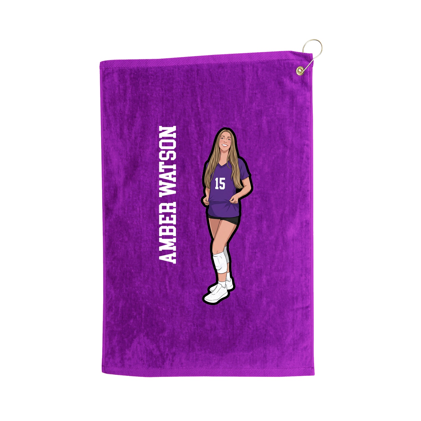 Golf Towel — Name Vertical in Purple