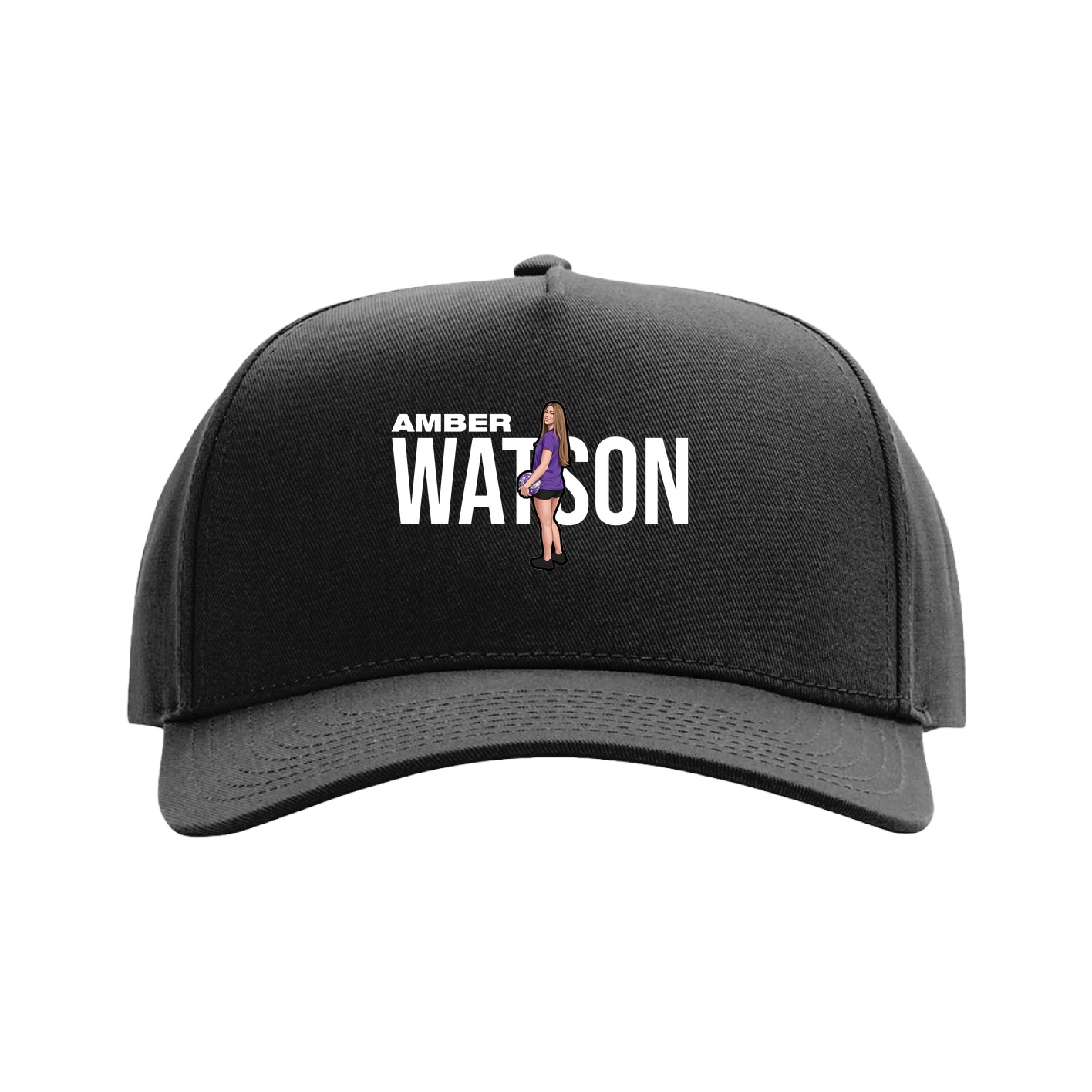 Full Fabric Five-Panel Champ Cap — Player Name in Black