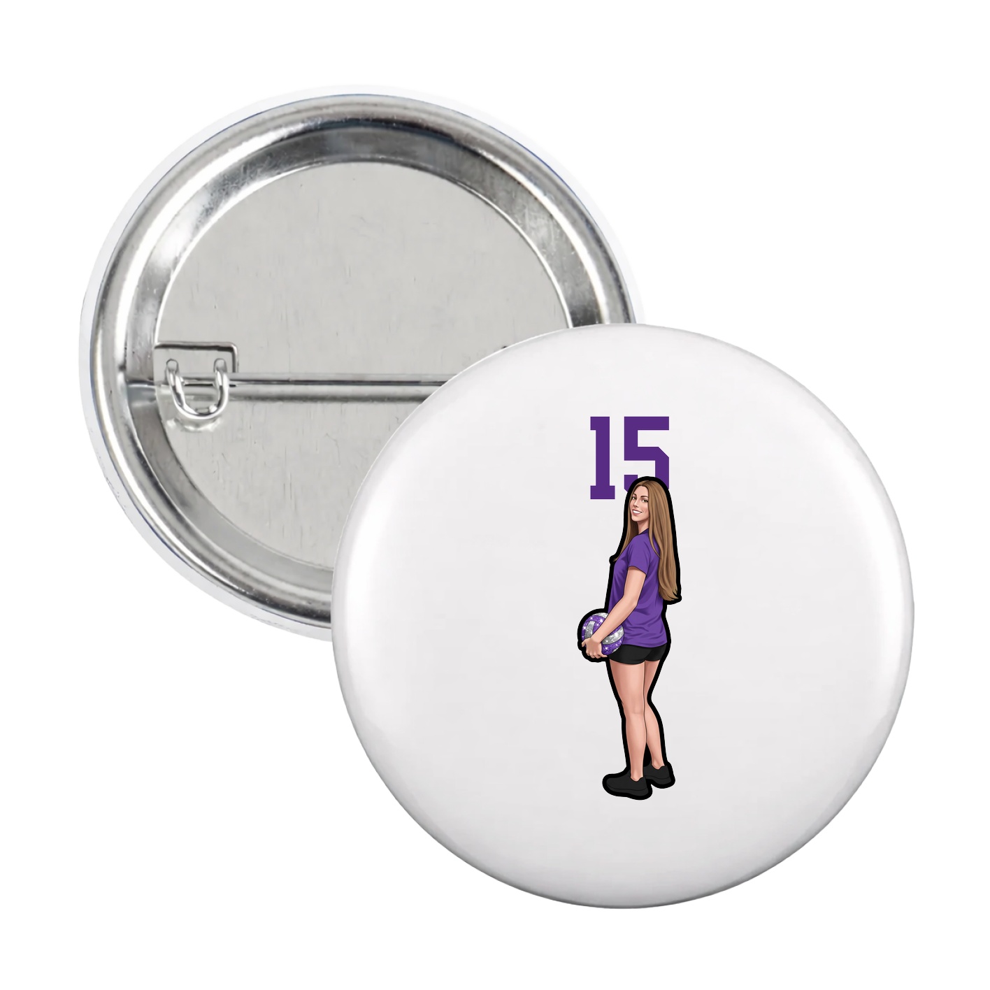 Game Day Button — Number Top in White