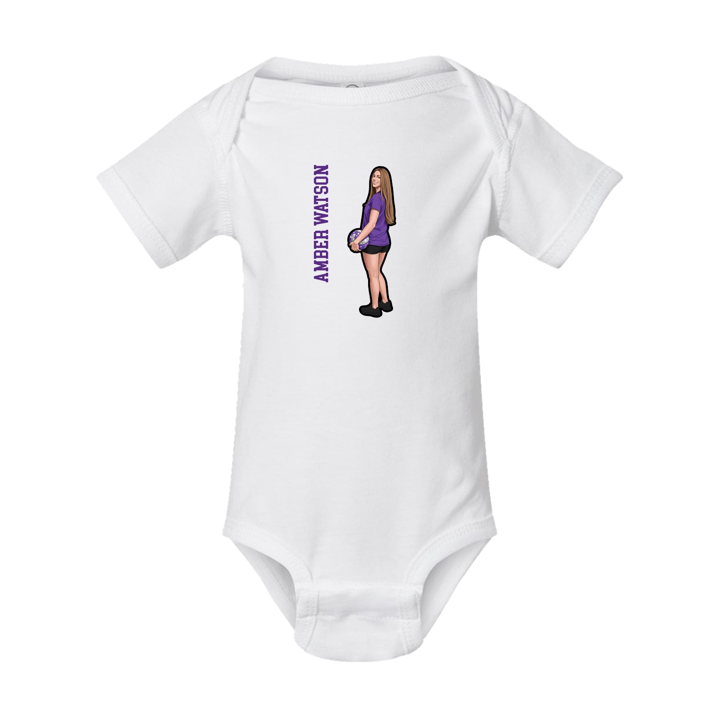 Baby Onesie — Name Vertical in White