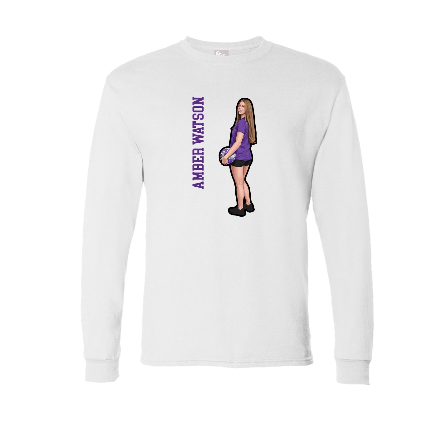Long Sleeve Tee — Name Vertical in White