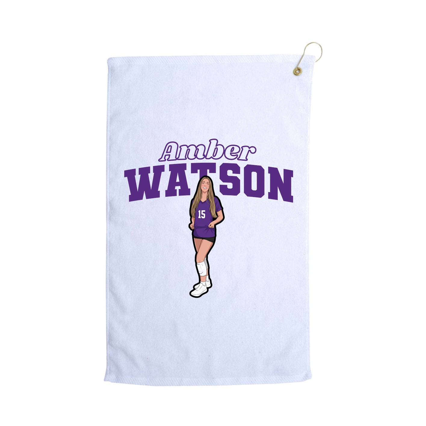 Golf Towel — Name Arch in White
