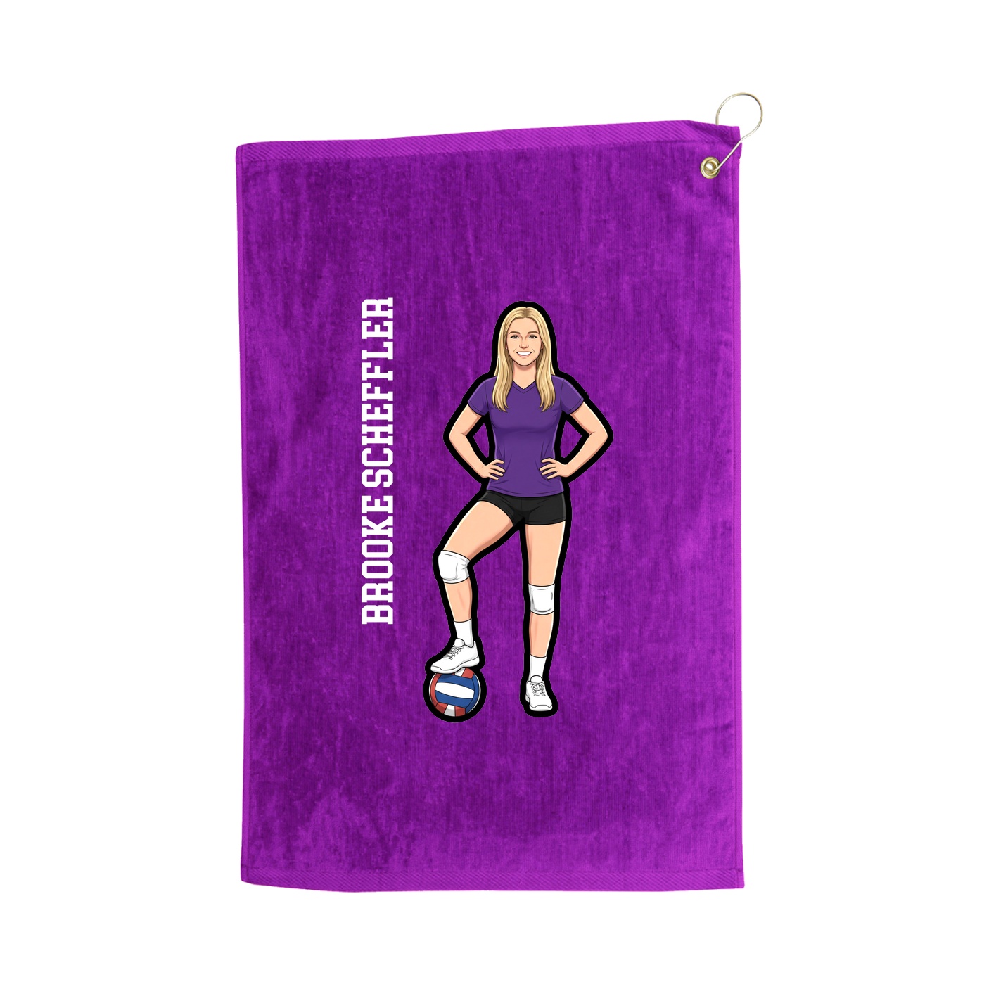 Golf Towel — Name Vertical in Purple