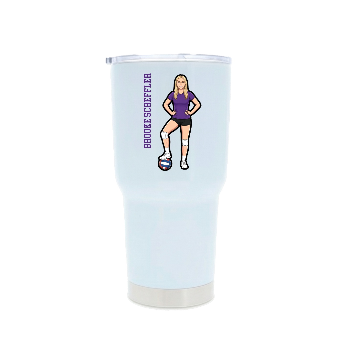 30oz Stainless Steel Tumbler — Name Vertical in White