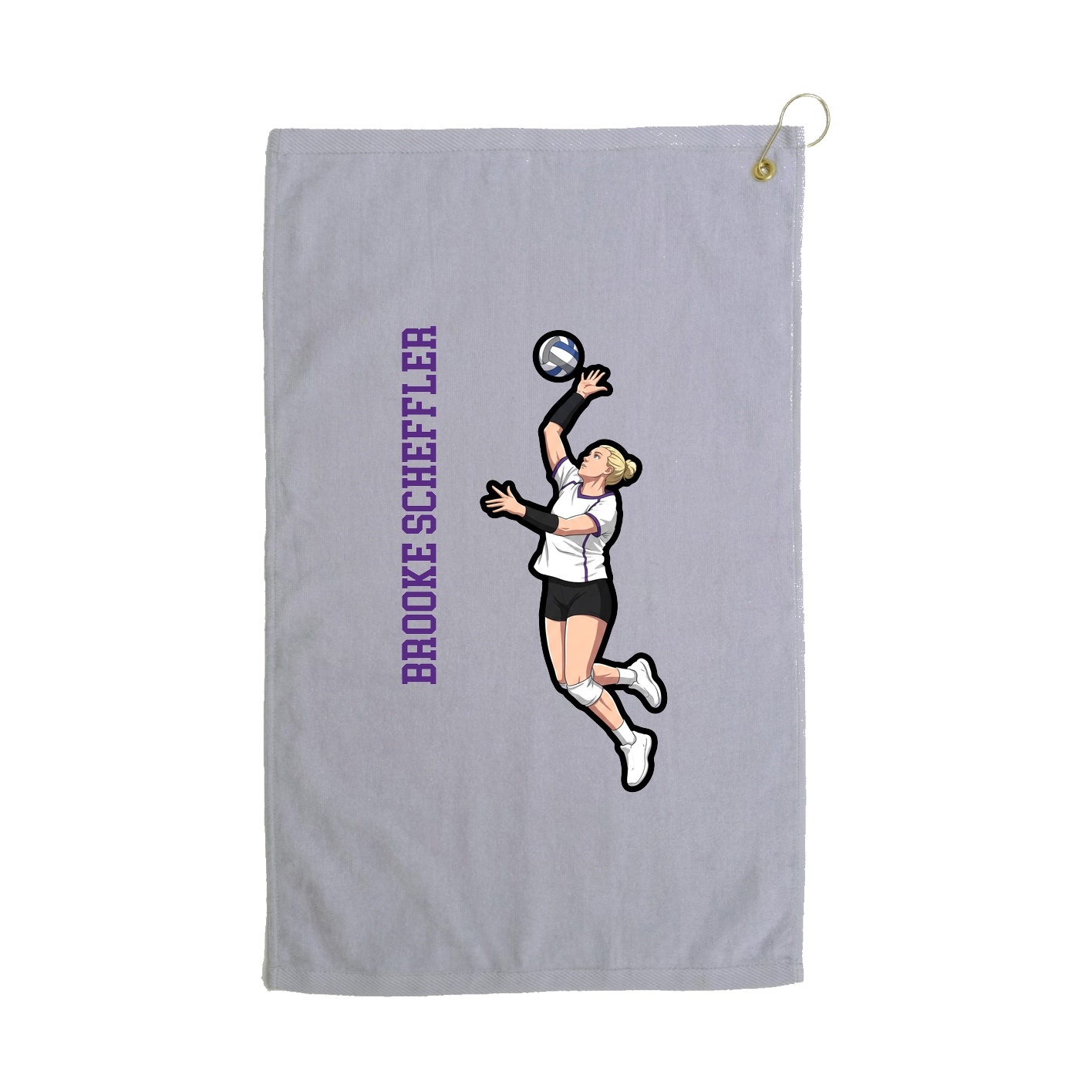 Golf Towel — Name Vertical in Grey