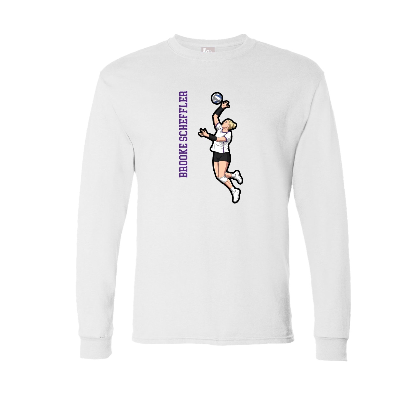 Long Sleeve Tee — Name Vertical in White