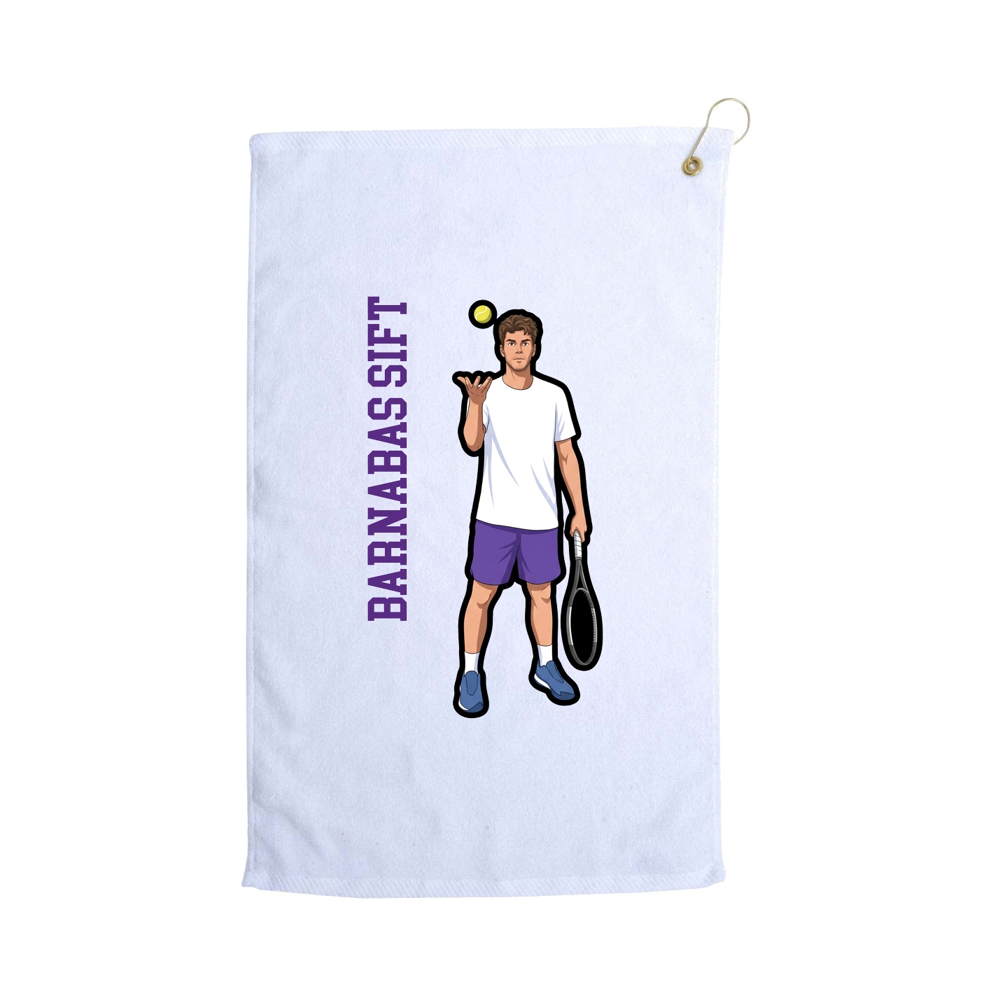 Golf Towel — Name Vertical in White