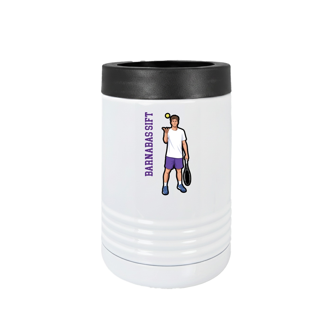 Beverage Holder — Name Vertical in White