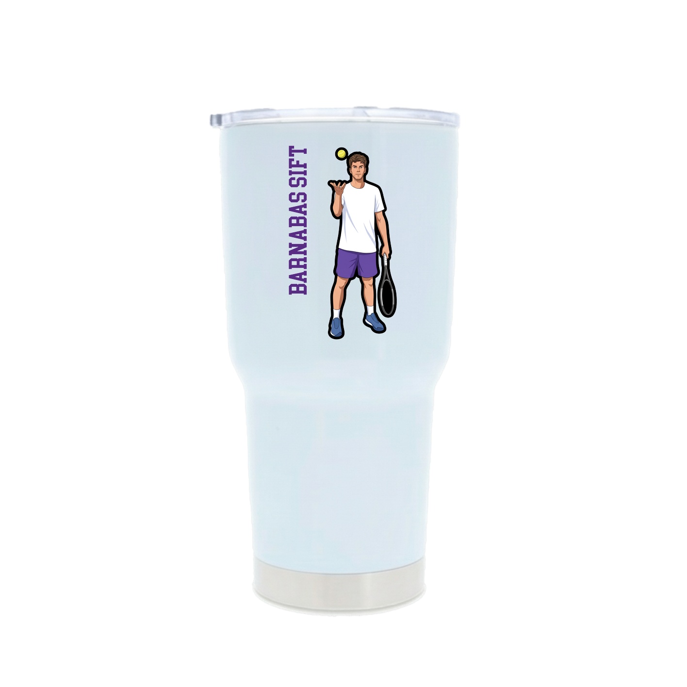 30oz Stainless Steel Tumbler — Name Vertical in White