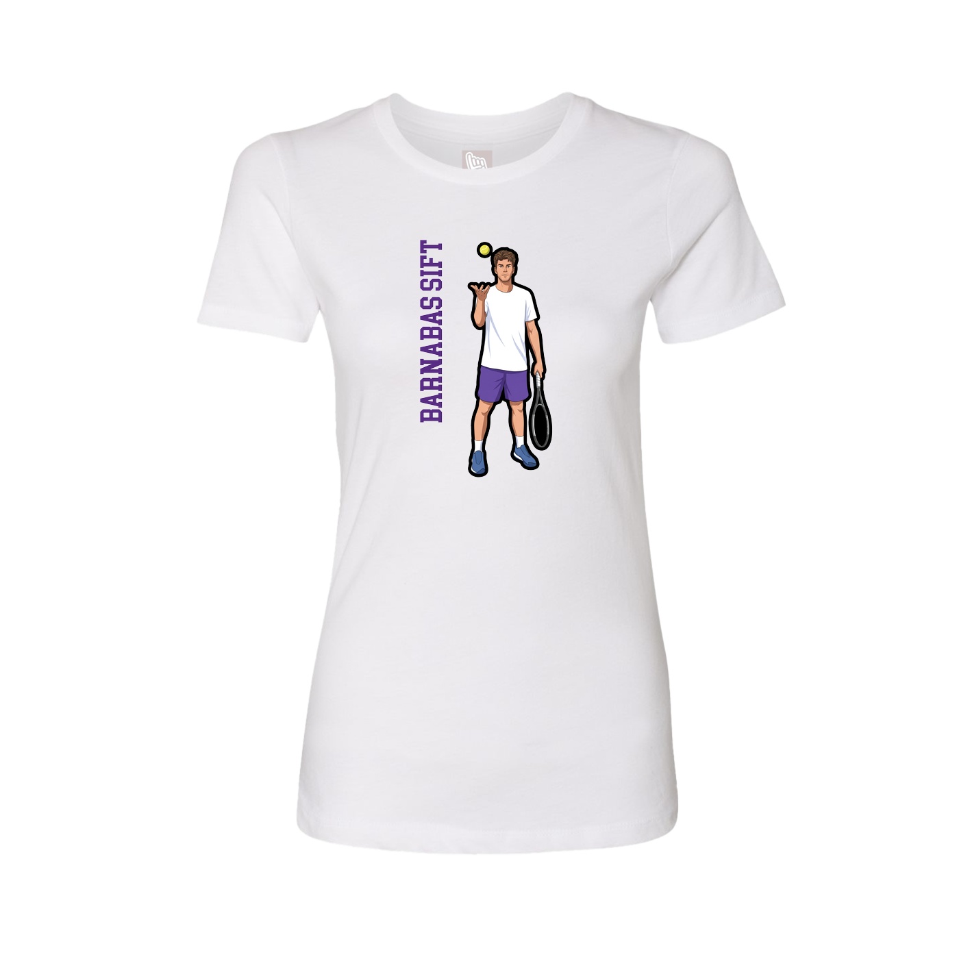 Fitted Women's Tee — Name Vertical in White