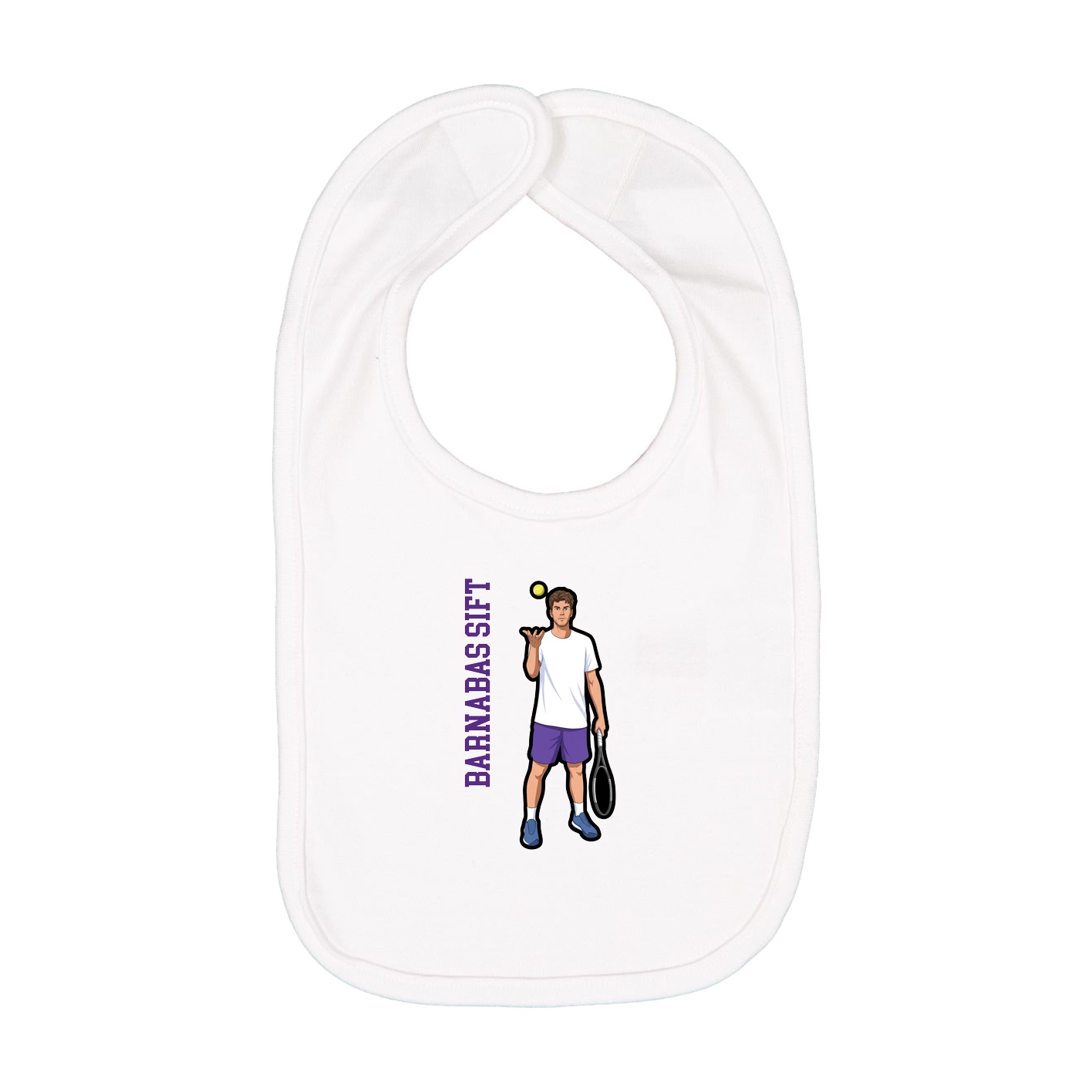 Infant Bib — Name Vertical in White