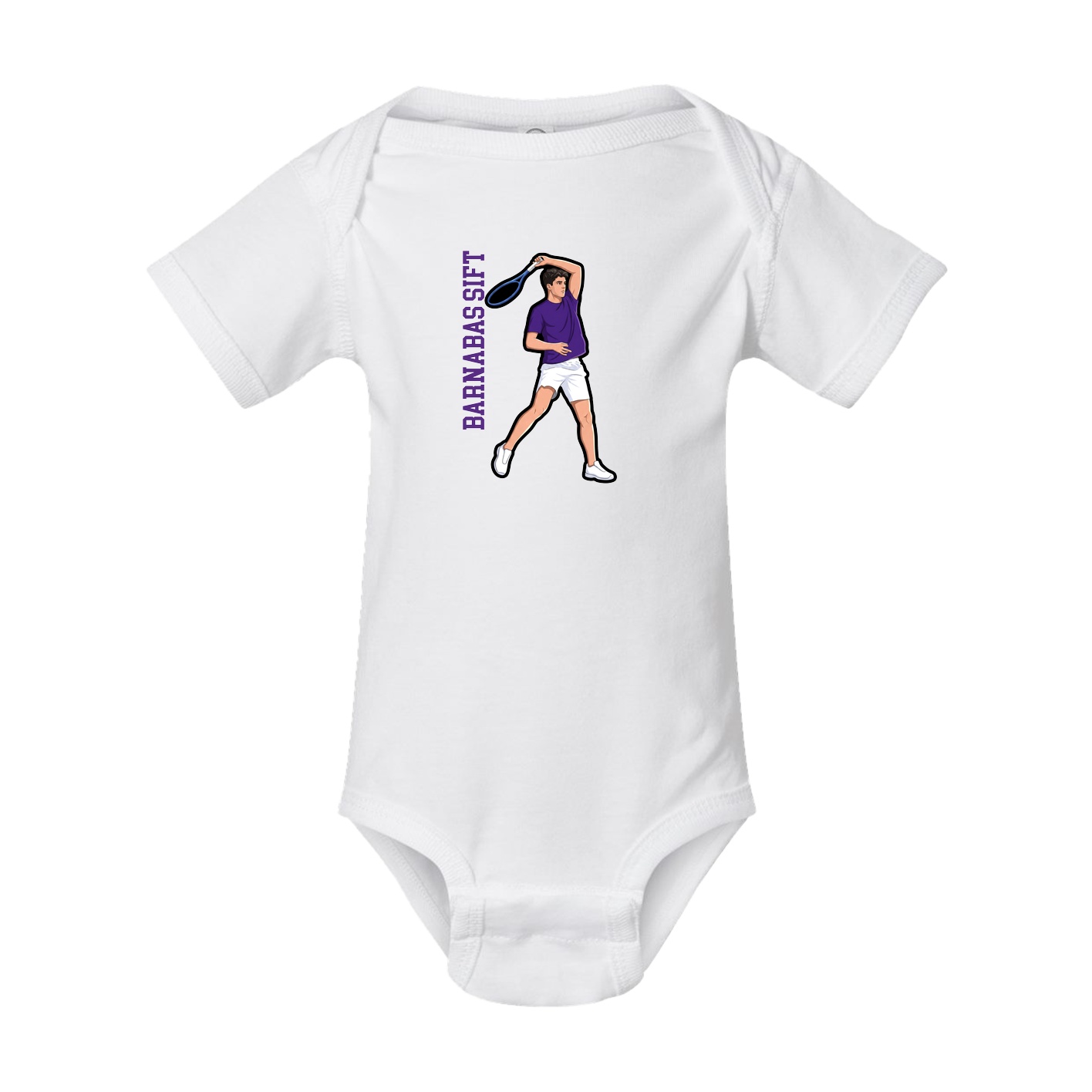 Baby Onesie — Name Vertical in White