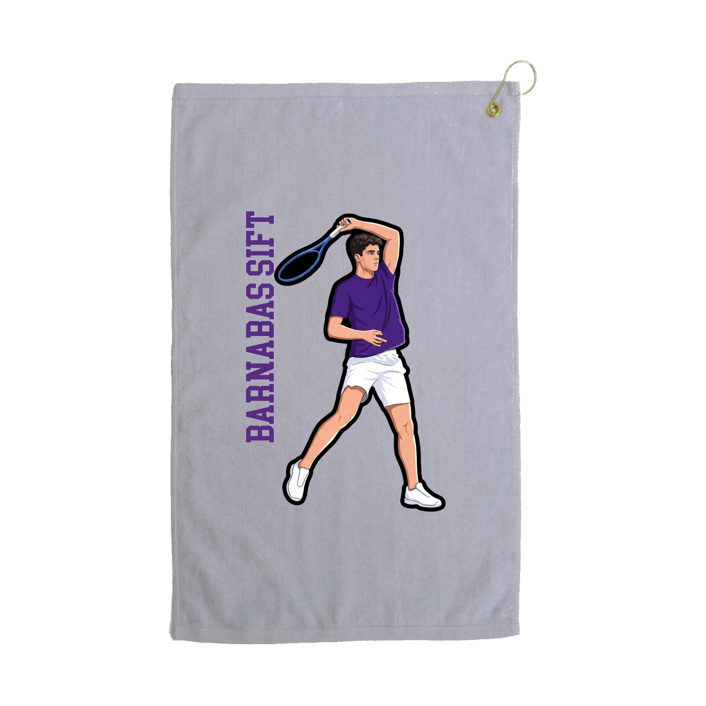 Golf Towel — Name Vertical in Grey