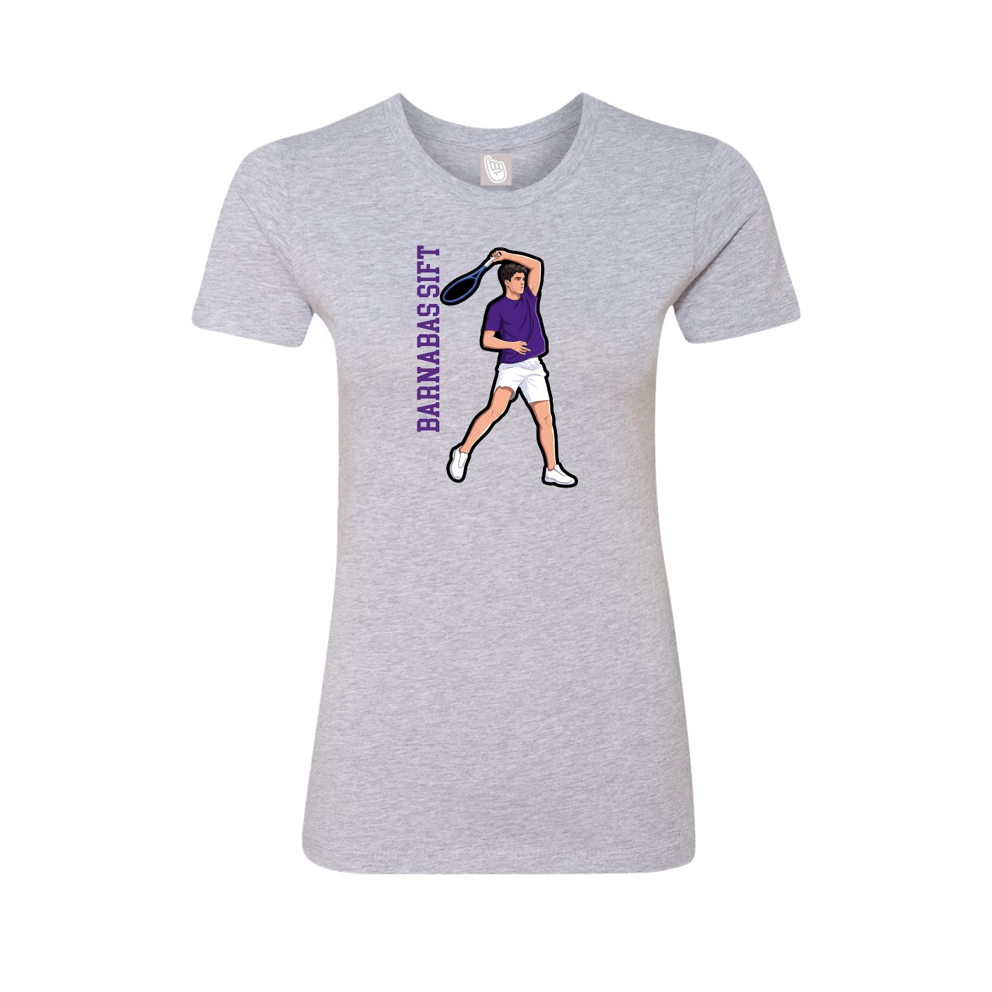 Womens Tee — Name Vertical in Grey