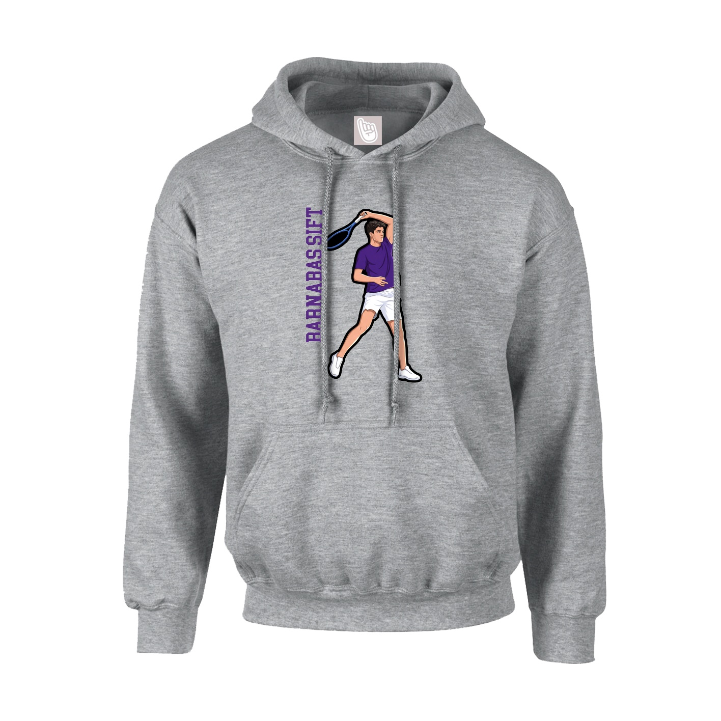 Hoodie — Name Vertical in Grey