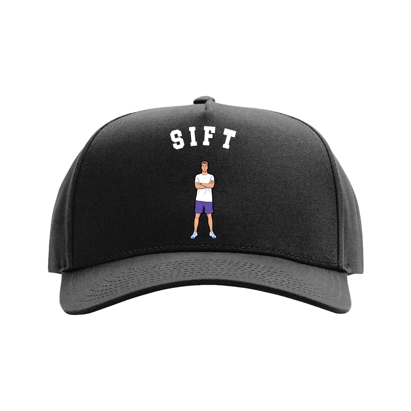 Full Fabric Five-Panel Champ Cap — Shirsey Arch in Black