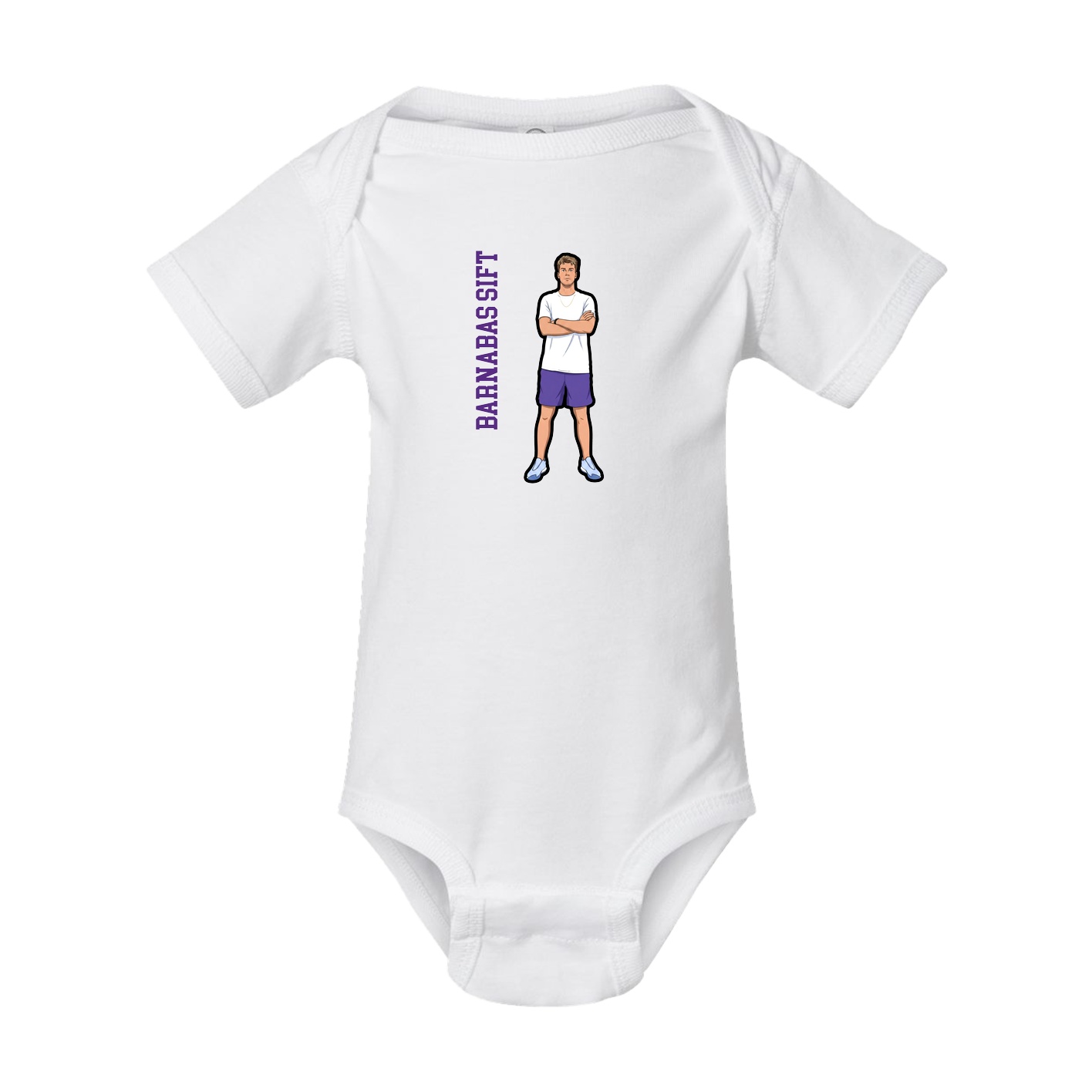 Baby Onesie — Name Vertical in White