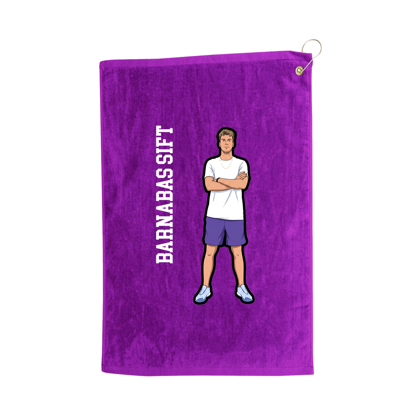 Golf Towel — Name Vertical in Purple