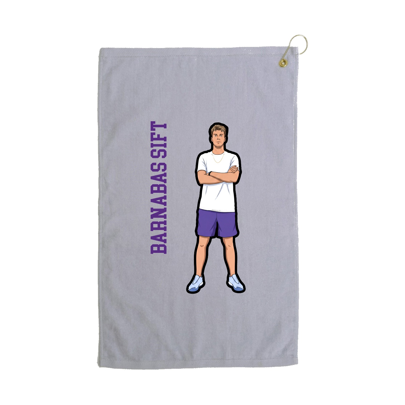 Golf Towel — Name Vertical in Grey