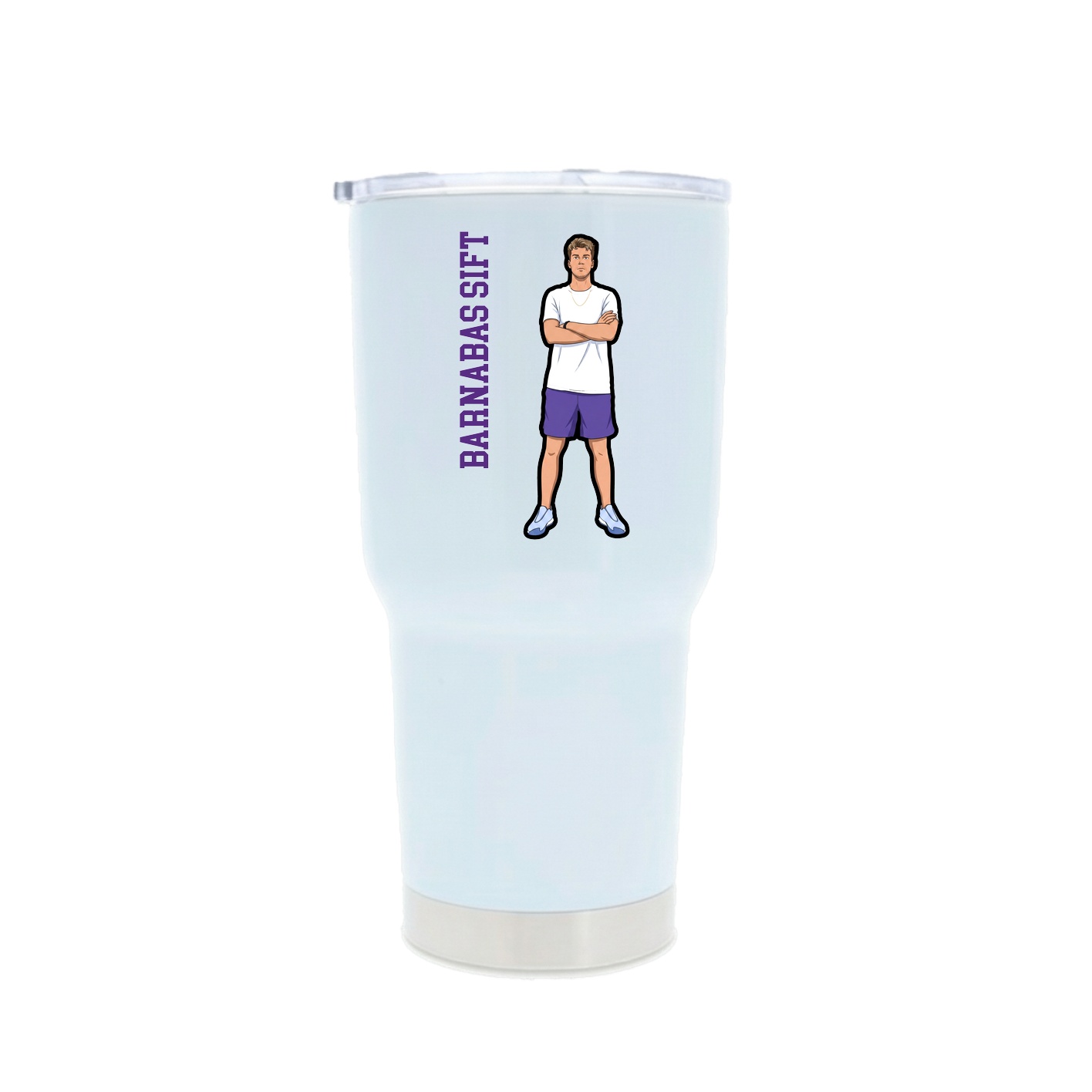 30oz Stainless Steel Tumbler — Name Vertical in White