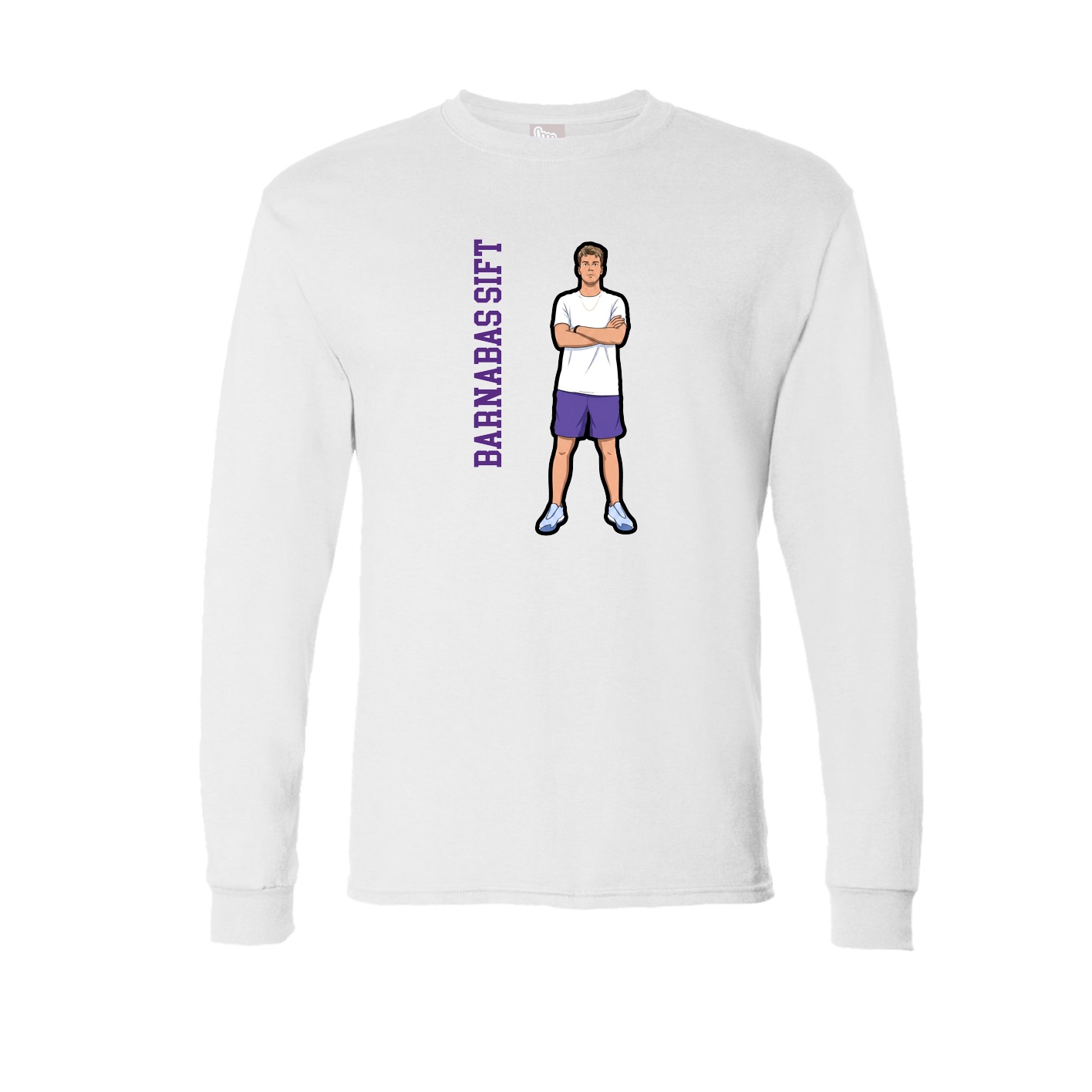 Long Sleeve Tee — Name Vertical in White