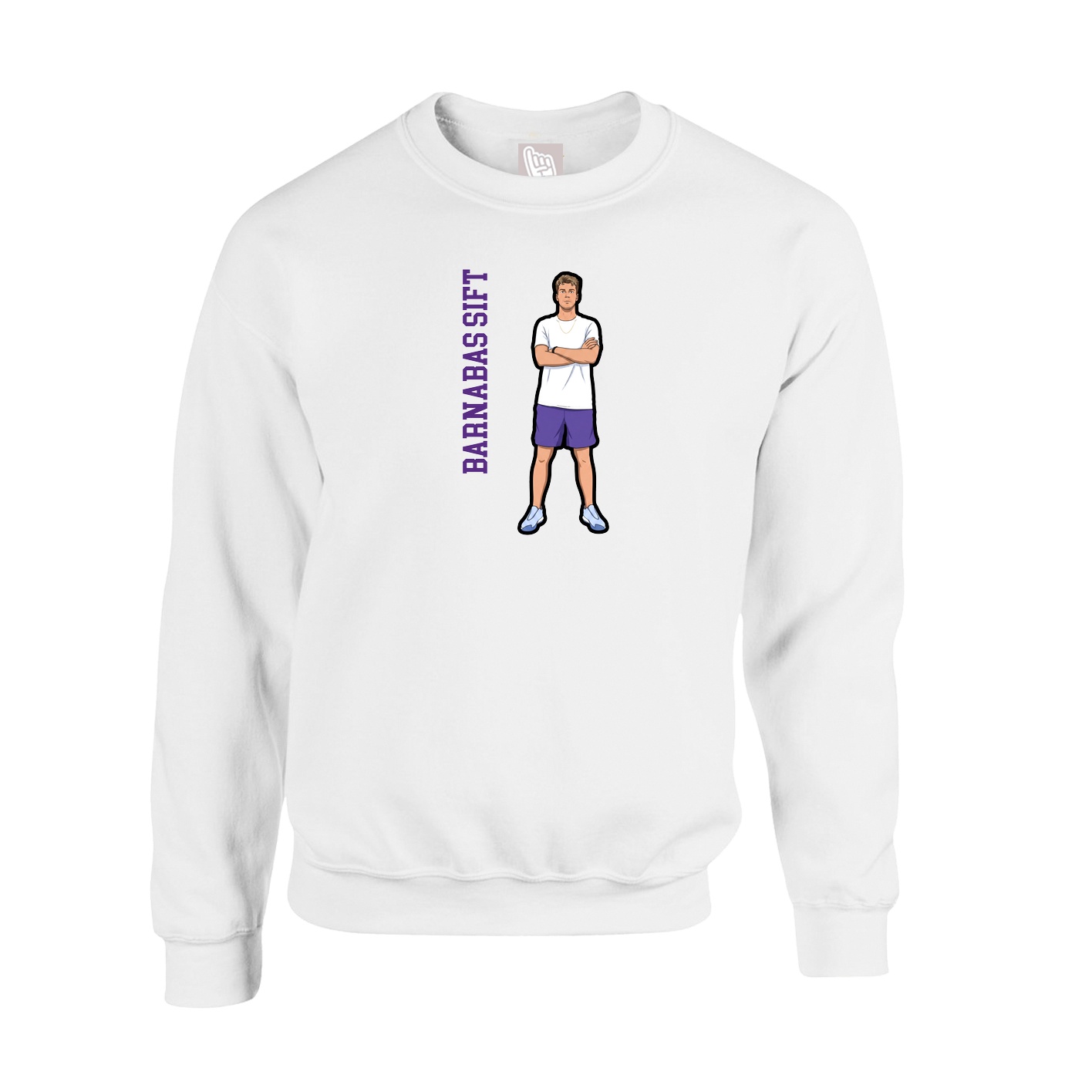 Fleece Crew — Name Vertical in White