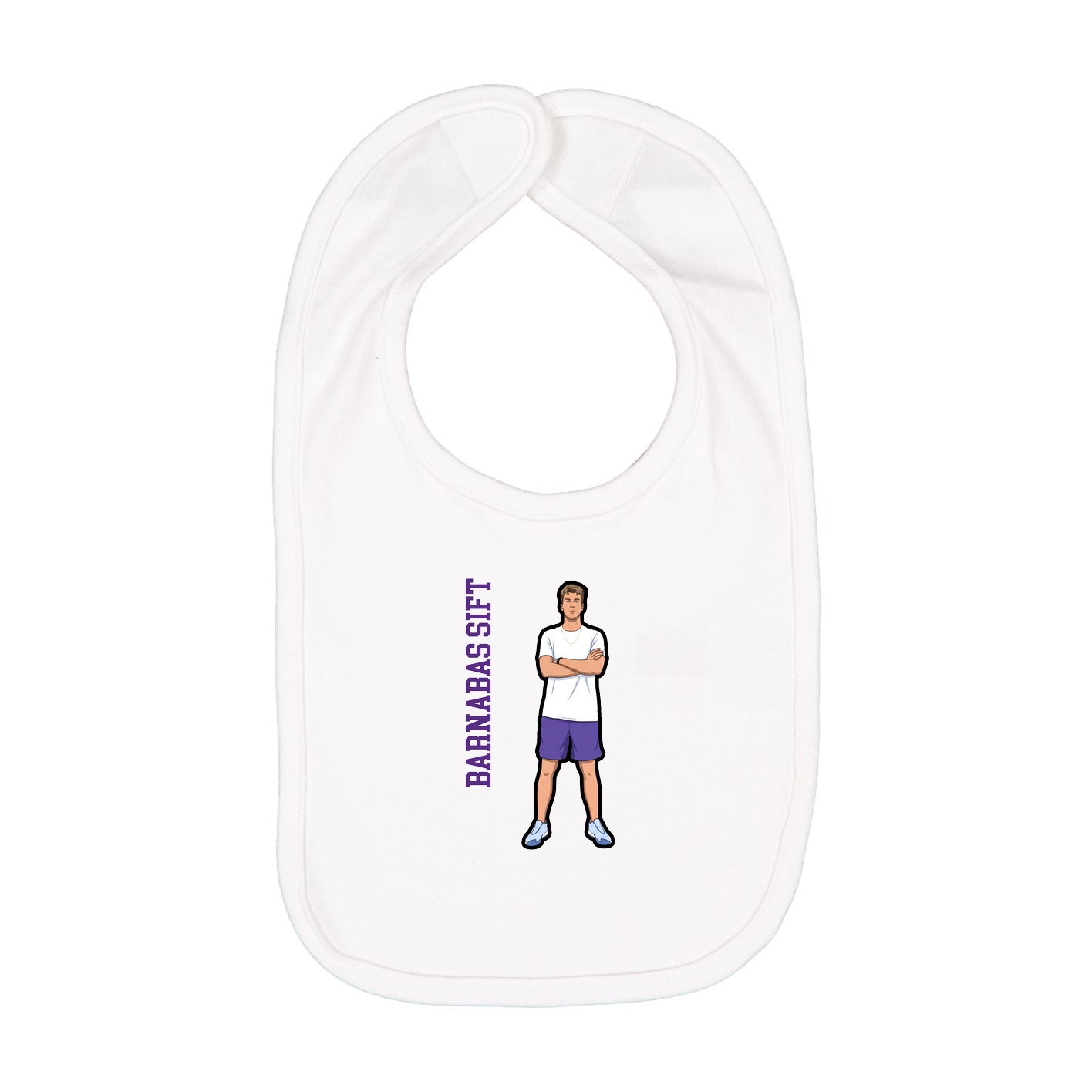 Infant Bib — Name Vertical in White