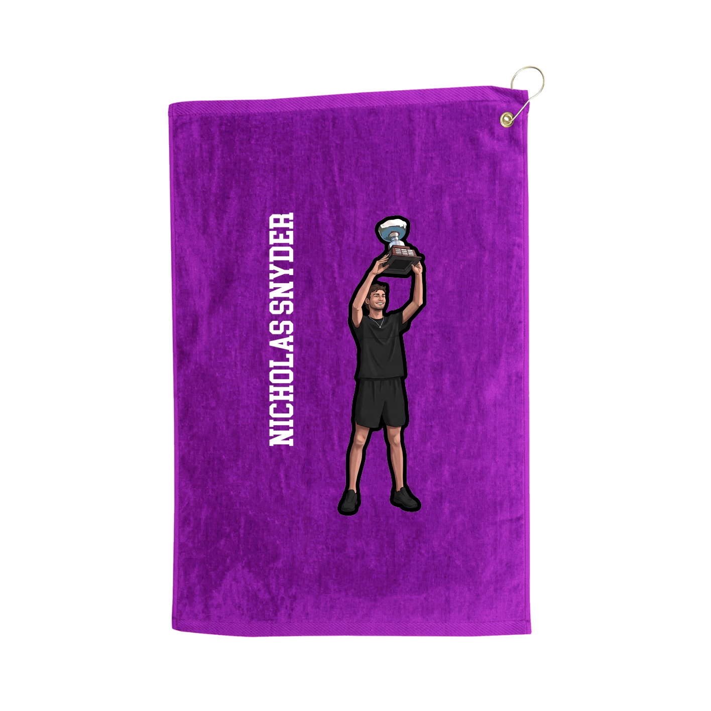 Golf Towel — Name Vertical in Purple