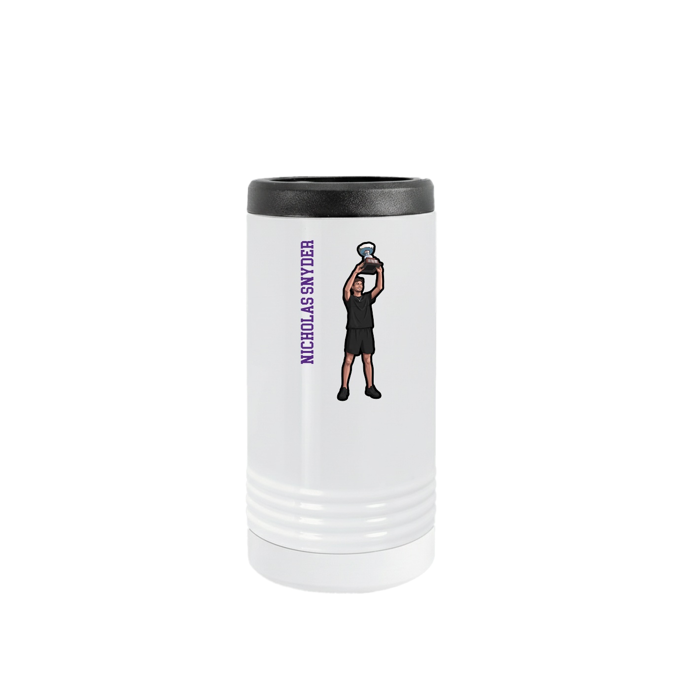 Slim Beverage Holder — Name Vertical in White