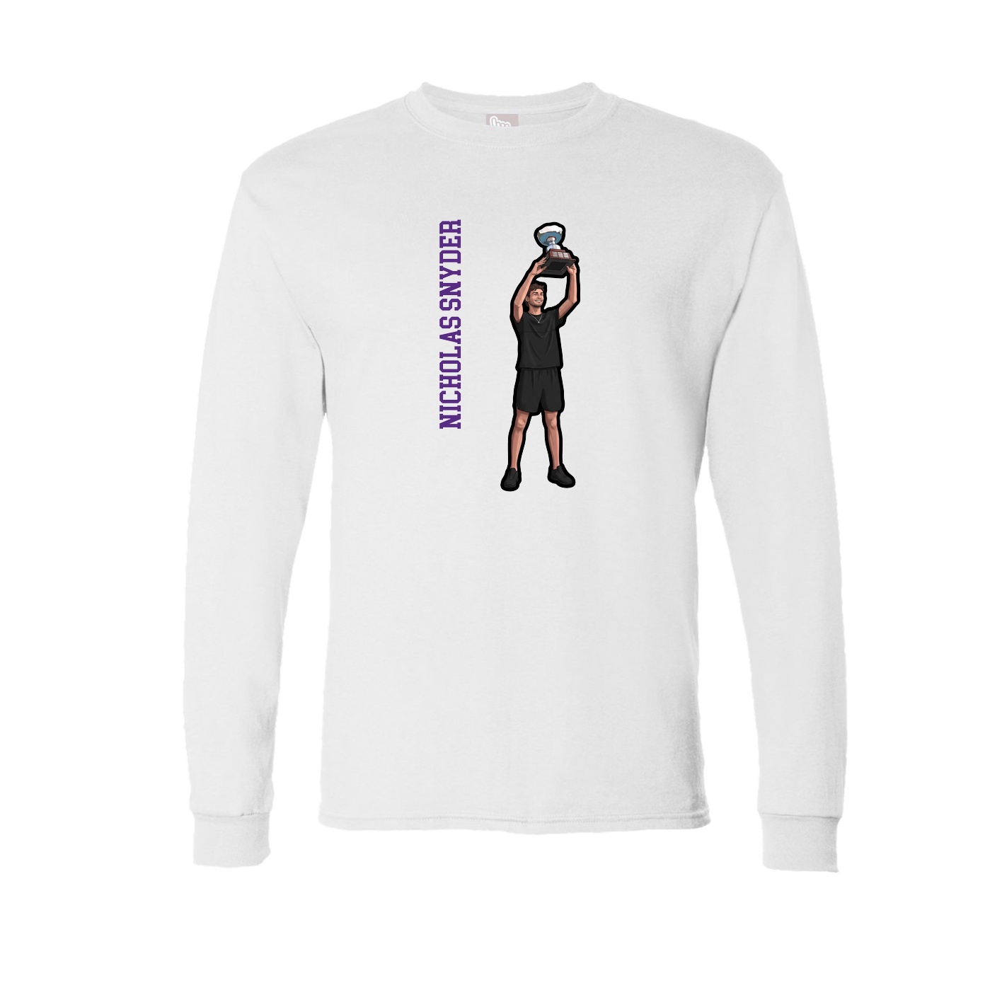 Long Sleeve Tee — Name Vertical in White
