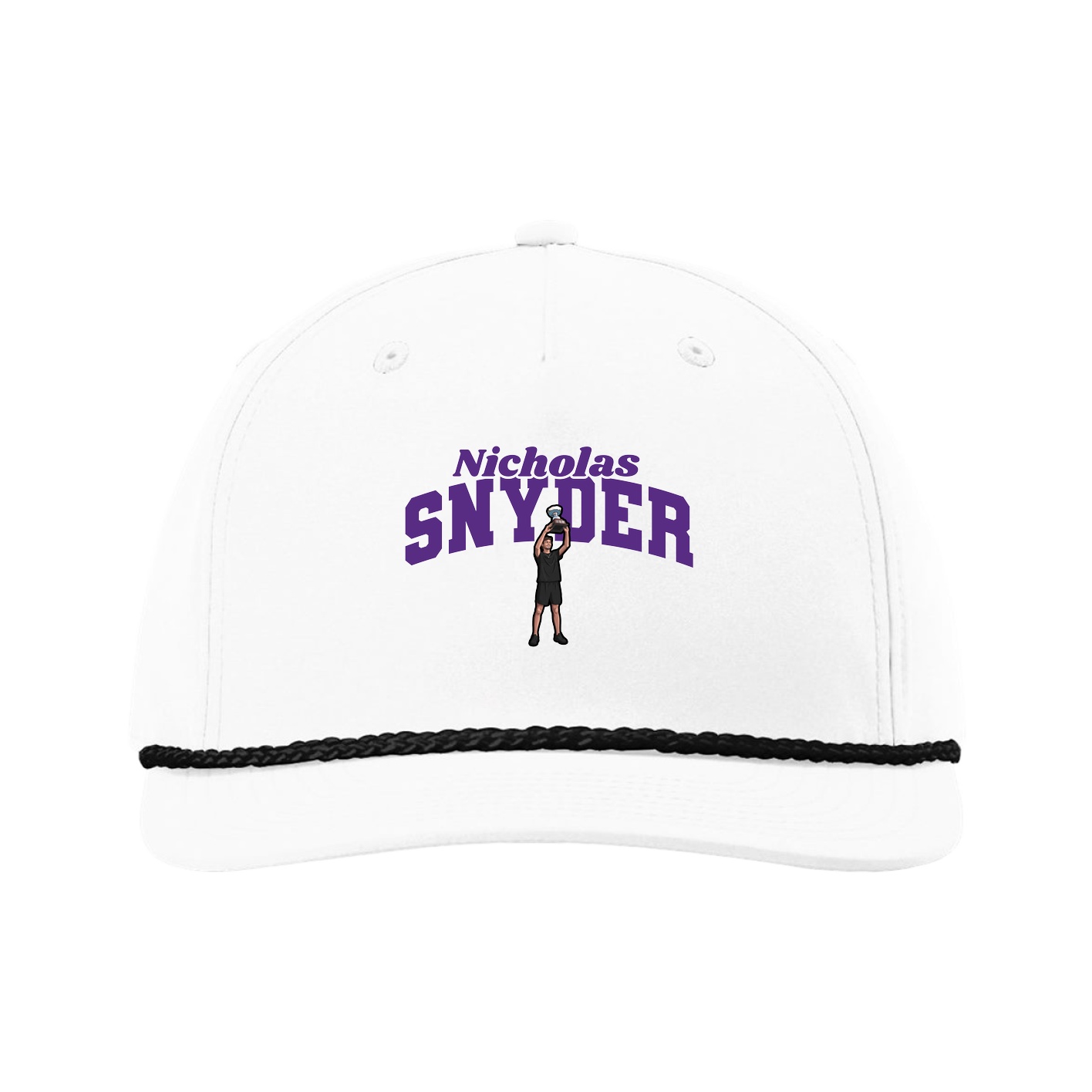 Five-Panel Classic Rope Cap — Signature Arch in White