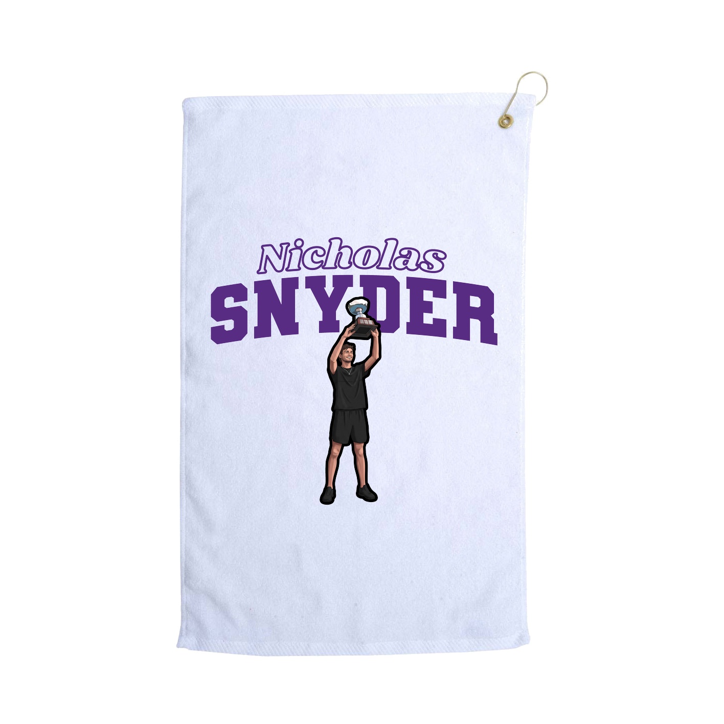 Golf Towel — Name Arch in White